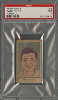 1926 W512 #6 Babe Ruth Hand Cut Strip Card – PSA NM 7